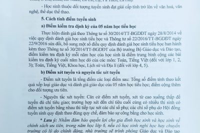 Kế hoạch tuyển sinh vào lớp 6 năm học 2023-2024